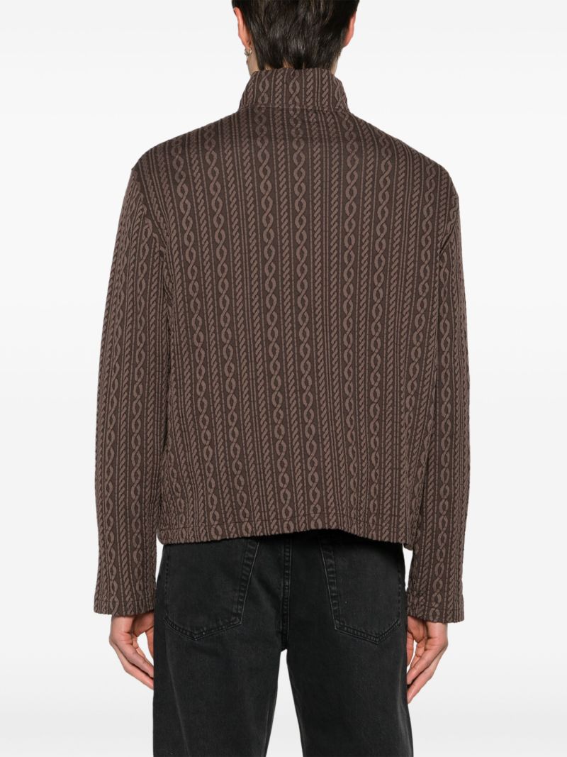 Brown Shrunken Cable-knit Cardigan