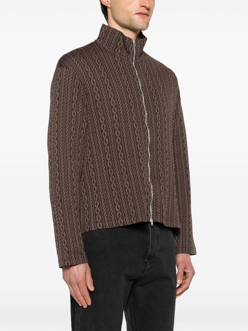 Brown Shrunken Cable-knit Cardigan