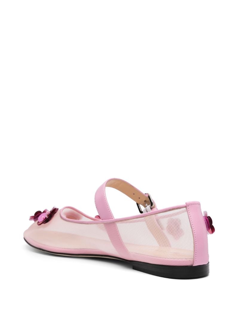 Pink Mesh Flowers Ballet Pumps