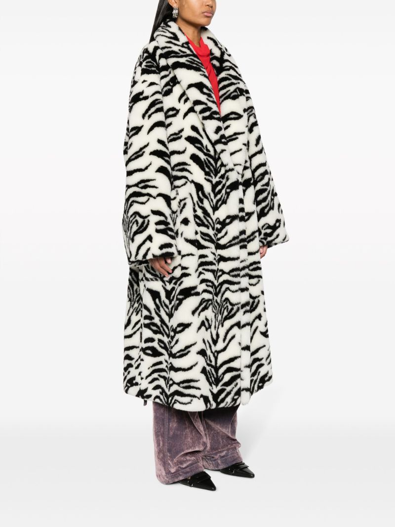 White Zebra-print Faux-fur Coat
