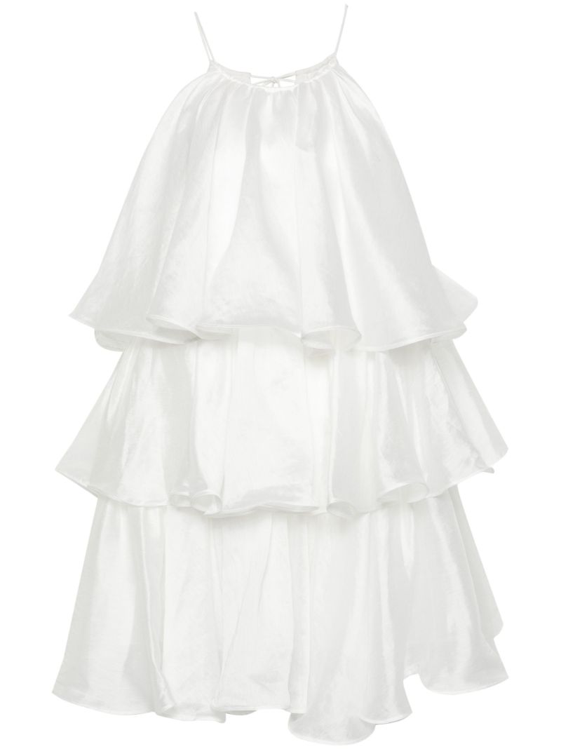 White Claudia Tiered Mini Dress
