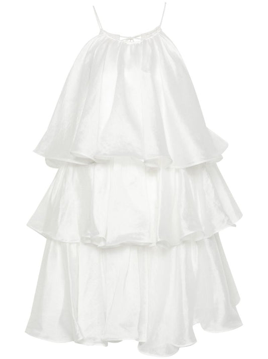 White Claudia Tiered Mini Dress