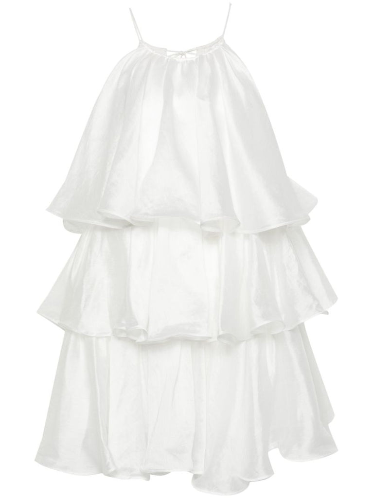 White Claudia Tiered Mini Dress