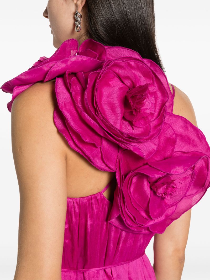 Pink Quintessa Floral-appliquÃ_x0083_Â© Linen Dress