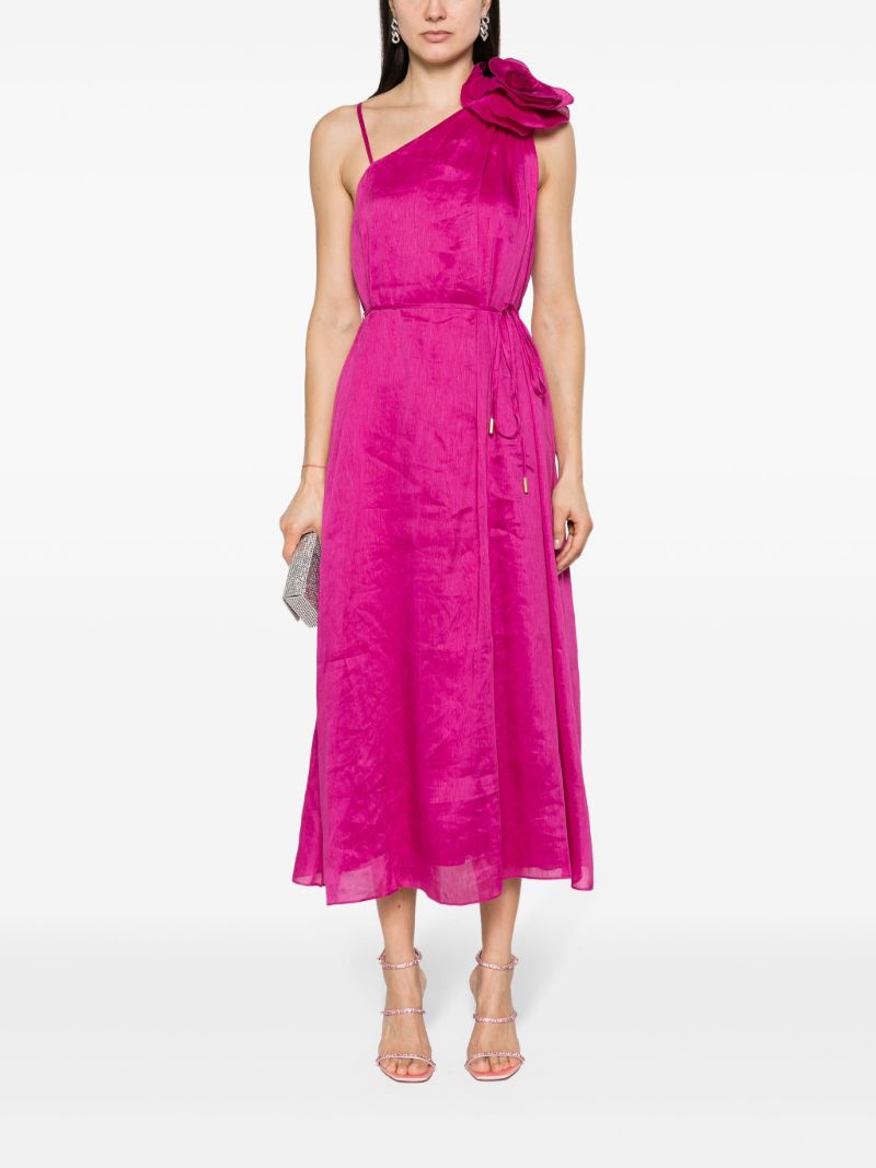 Pink Quintessa Floral-appliquÃ_x0083_Â© Linen Dress