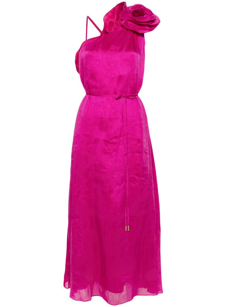 Pink Quintessa Floral-appliquÃ_x0083_Â© Linen Dress