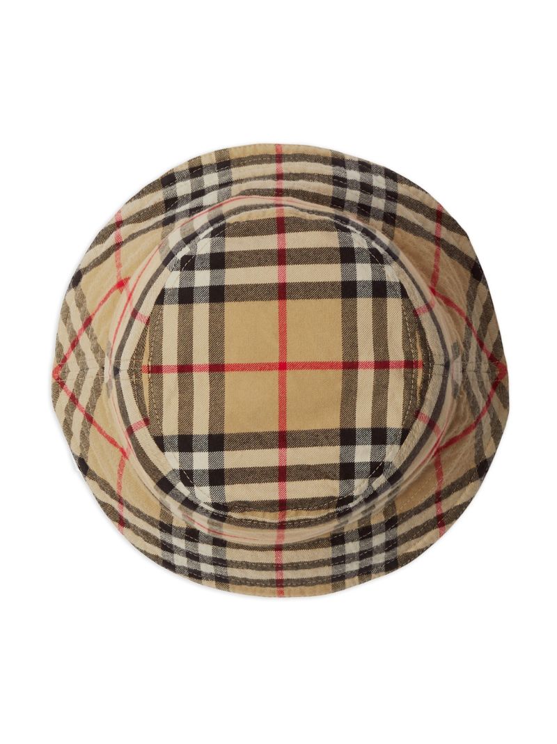 Neutral Burberry Check Cotton Bucket Hat