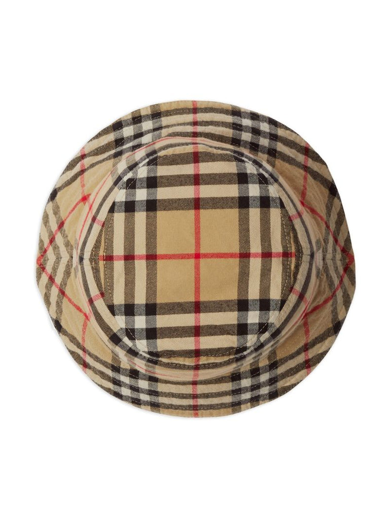 Neutral Burberry Check Cotton Bucket Hat