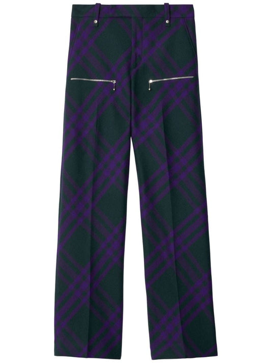Green Check Wool Trousers