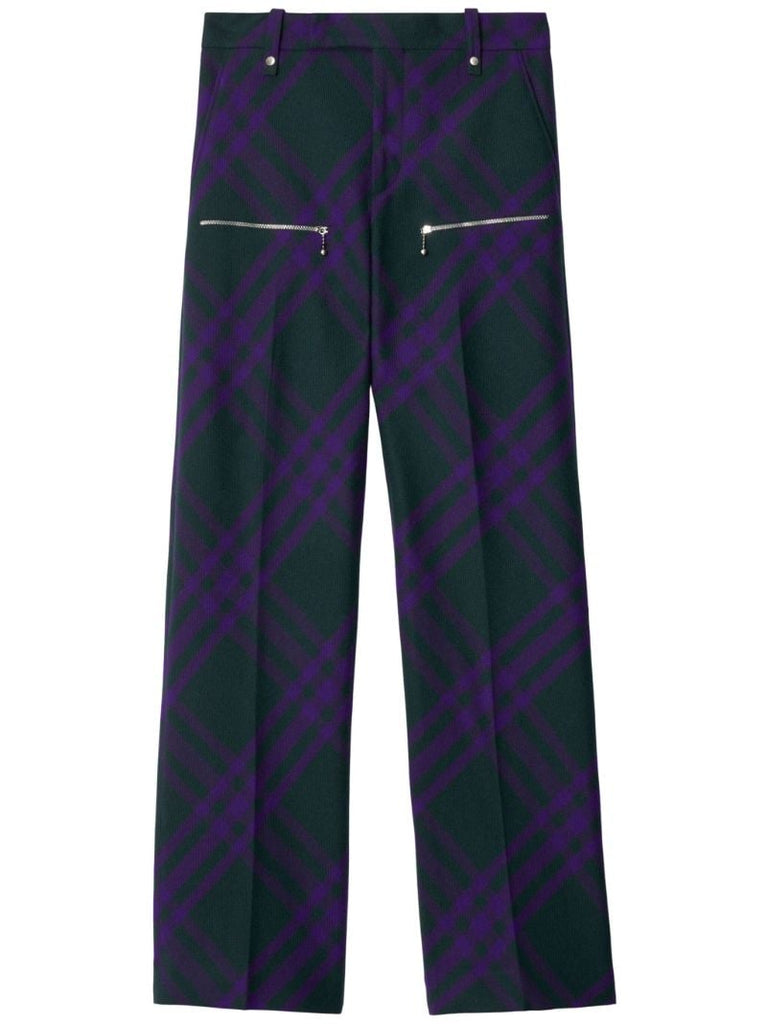 Green Check Wool Trousers