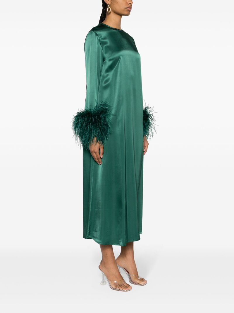 Green Suzi Feather-trim Maxi Dress