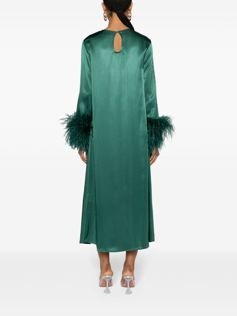 Green Suzi Feather-trim Maxi Dress