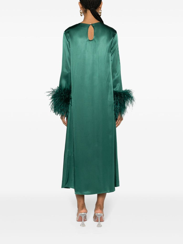 Green Suzi Feather-trim Maxi Dress