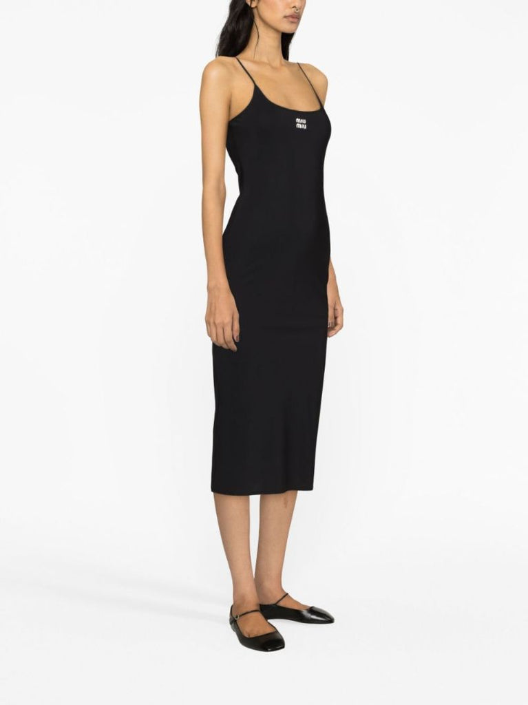 Black Logo-print Midi Dress