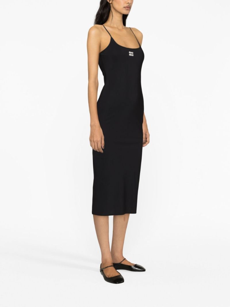 Black Logo-print Midi Dress