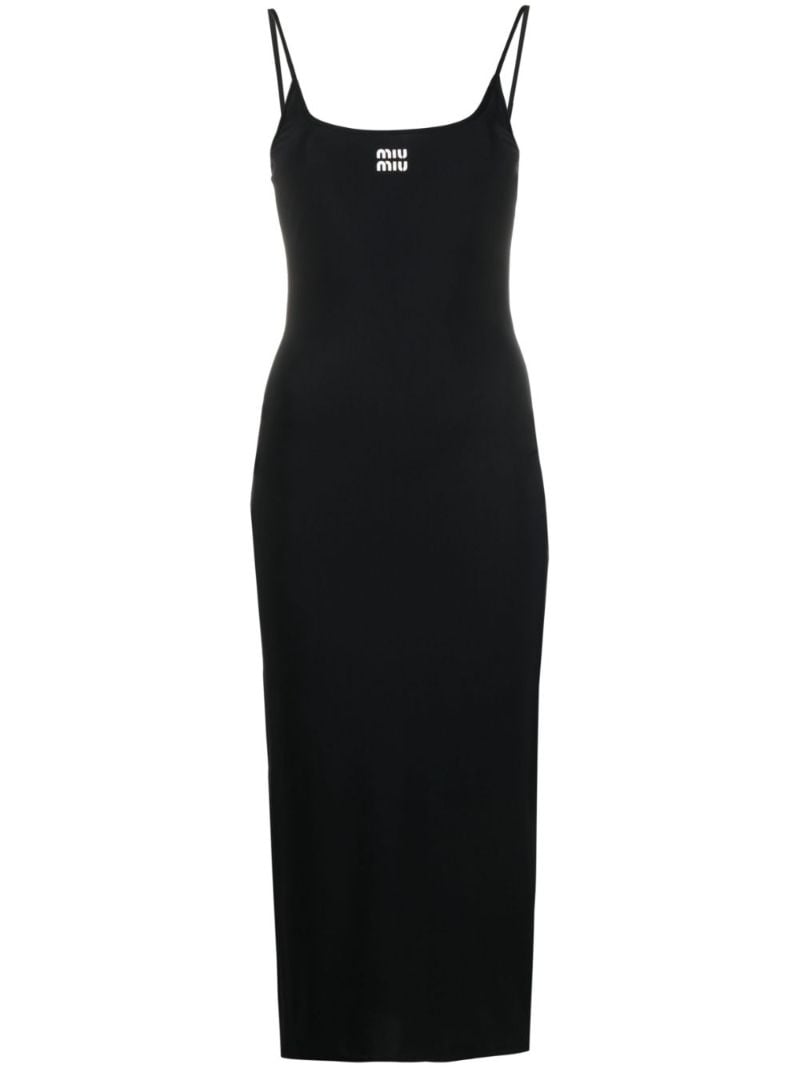 Black Logo-print Midi Dress