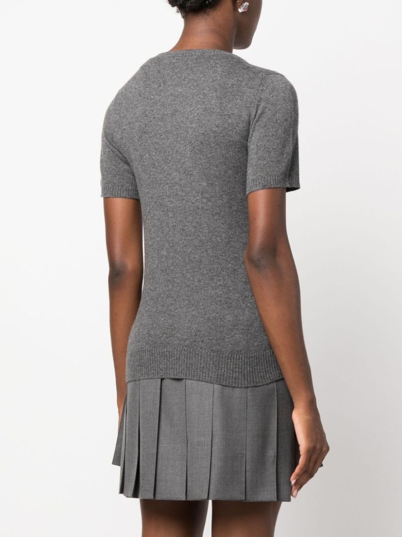 Grey Logo-intarsia Cashmere Top