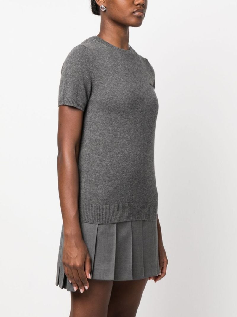 Grey Logo-intarsia Cashmere Top