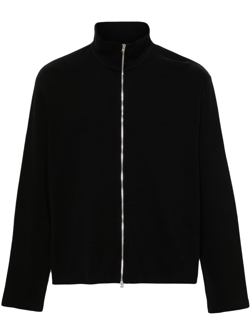 Black Ribbed-knit Cotton Cardigan