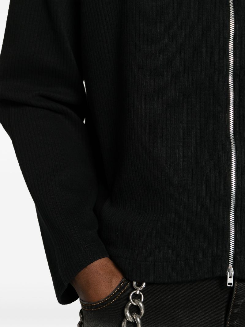 Black Ribbed-knit Cotton Cardigan