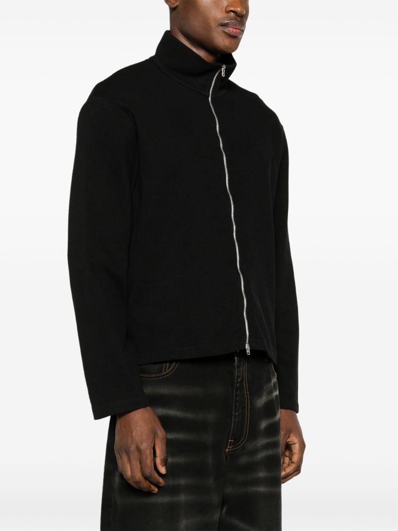 Black Ribbed-knit Cotton Cardigan