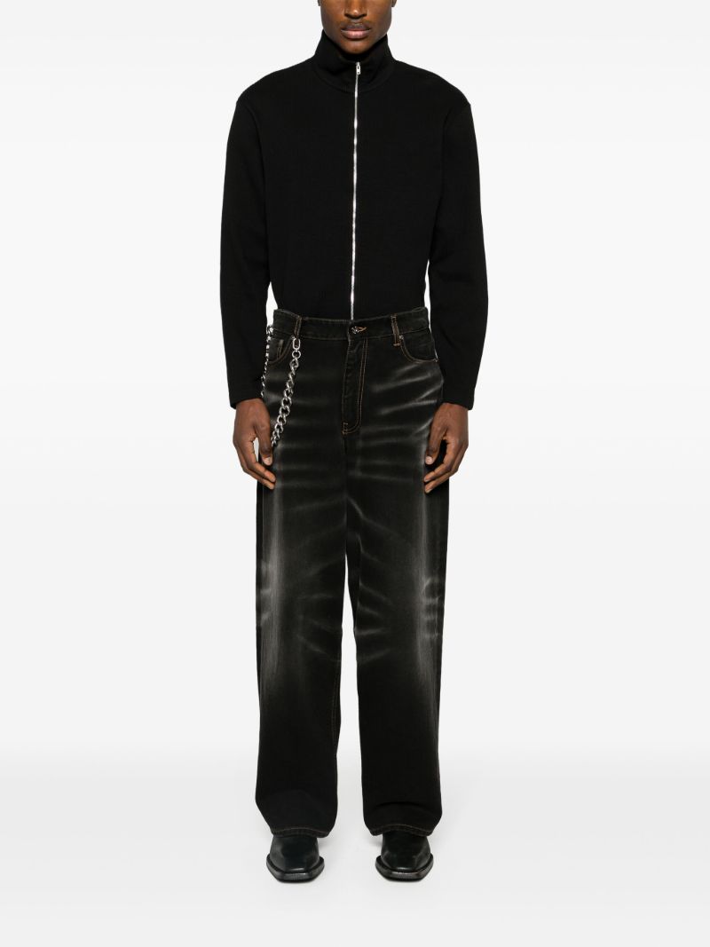 Black Ribbed-knit Cotton Cardigan