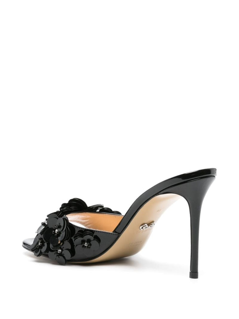 Black Flowers 95 Leather Mules