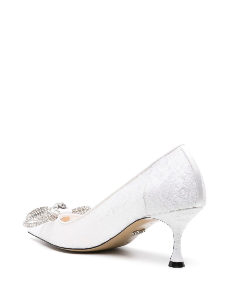 White Double Bow 65 Crystal Lace Pumps