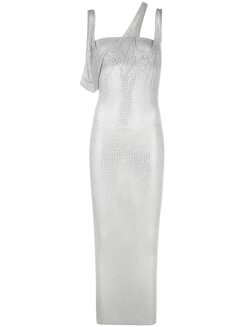 Grey Crystal Midi Dress
