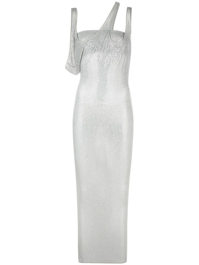 Grey Crystal Midi Dress