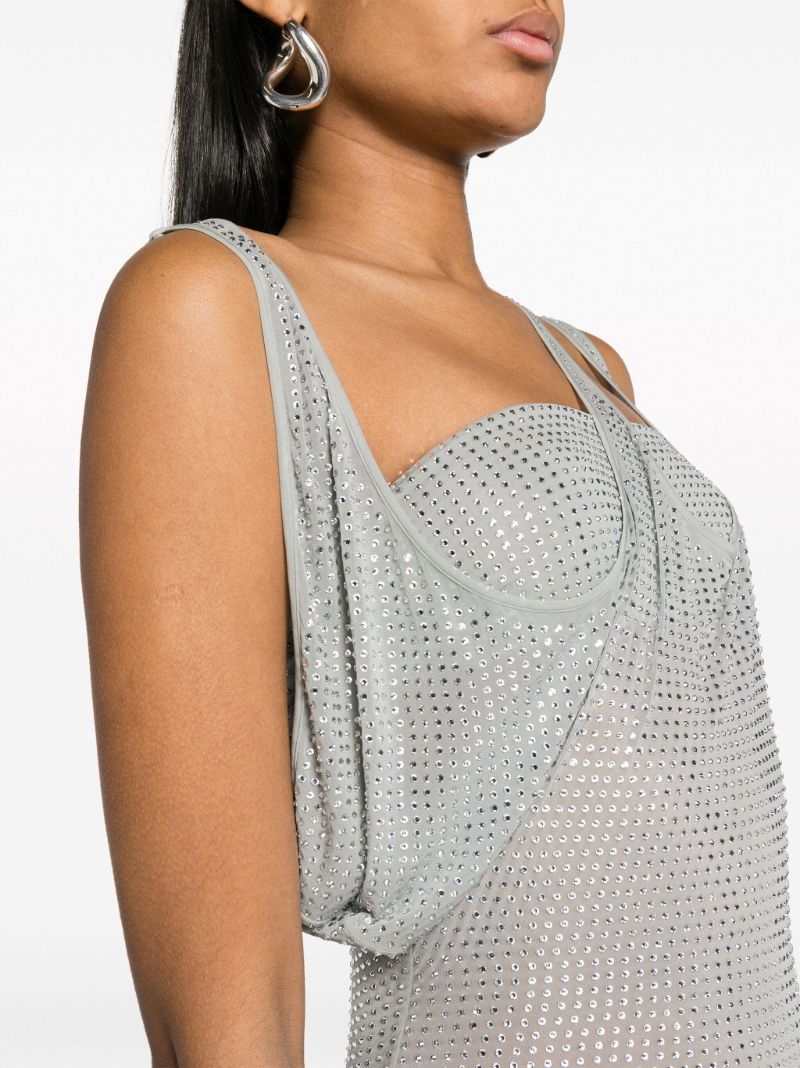 Grey Crystal Midi Dress