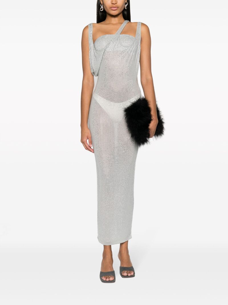 Grey Crystal Midi Dress