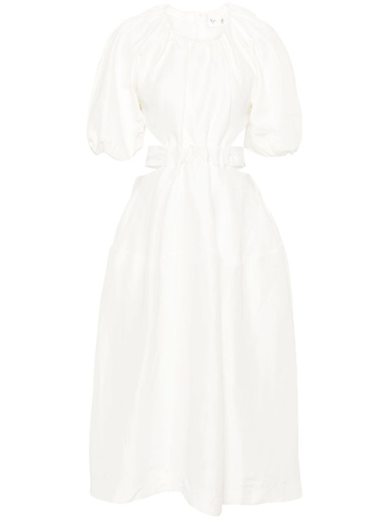 White Mimosa Cut-out Midi Dress