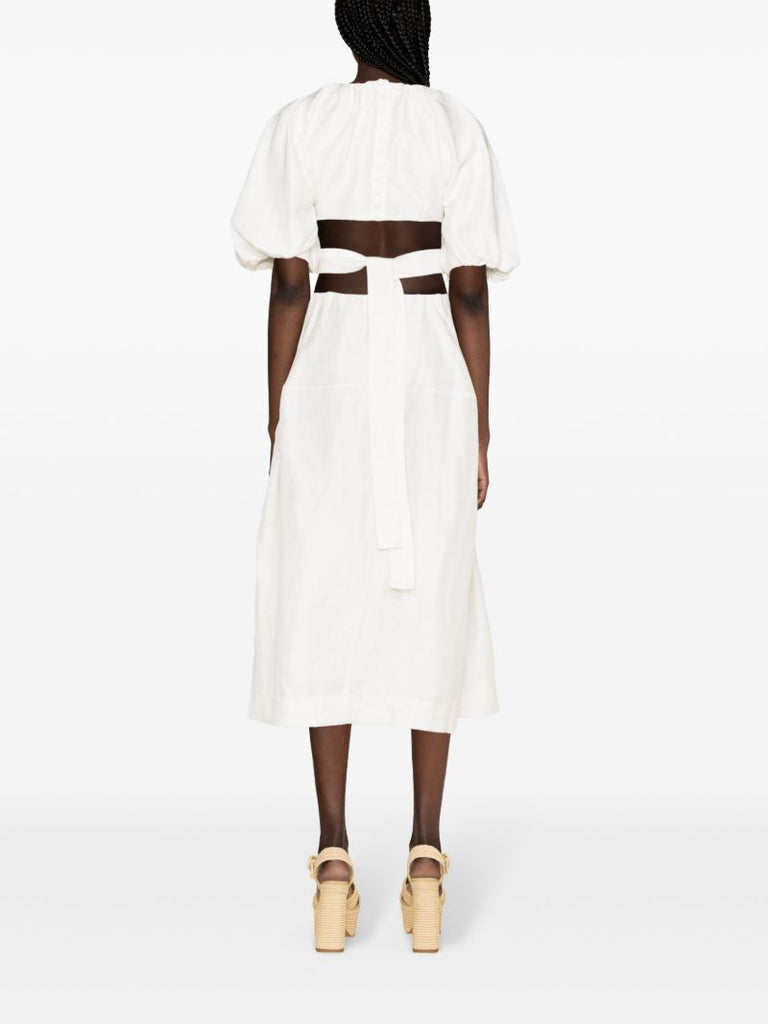 White Mimosa Cut-out Midi Dress