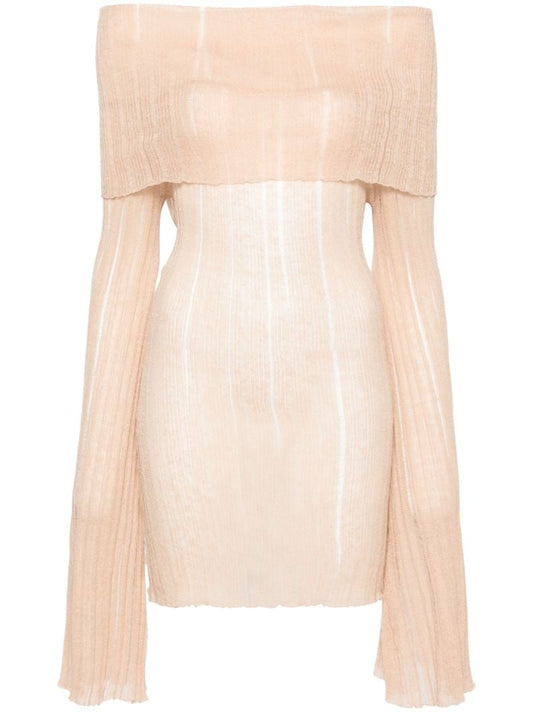 Neutral Ele Knitted Mini Dress