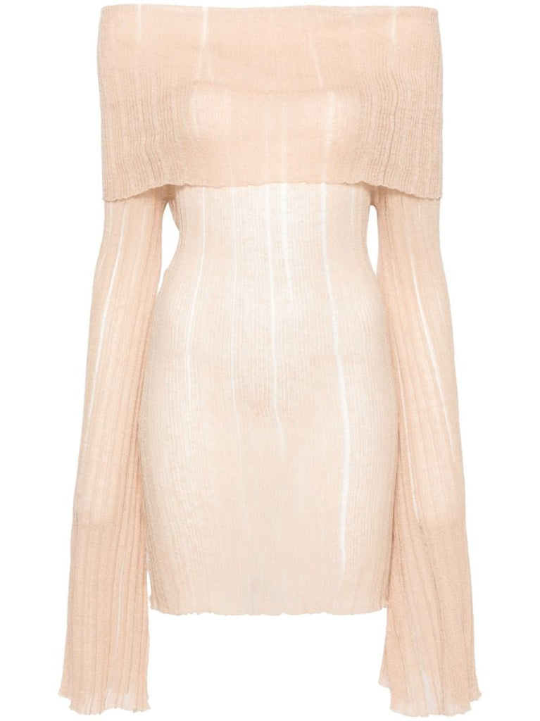 Neutral Ele Knitted Mini Dress