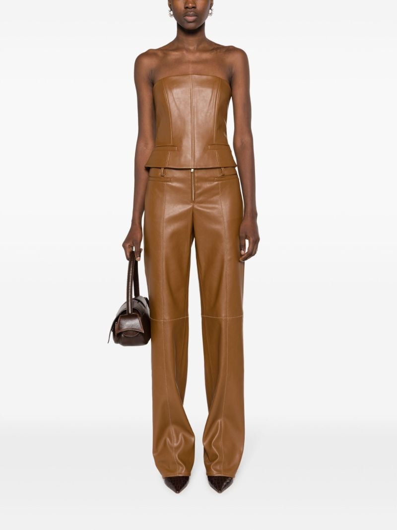 Brown Uro Faux-leather Bandeau Top