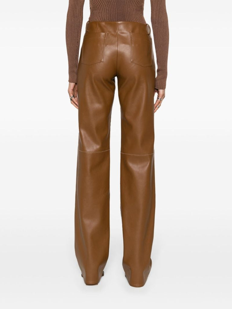 Brown Cida Faux-leather Trousers