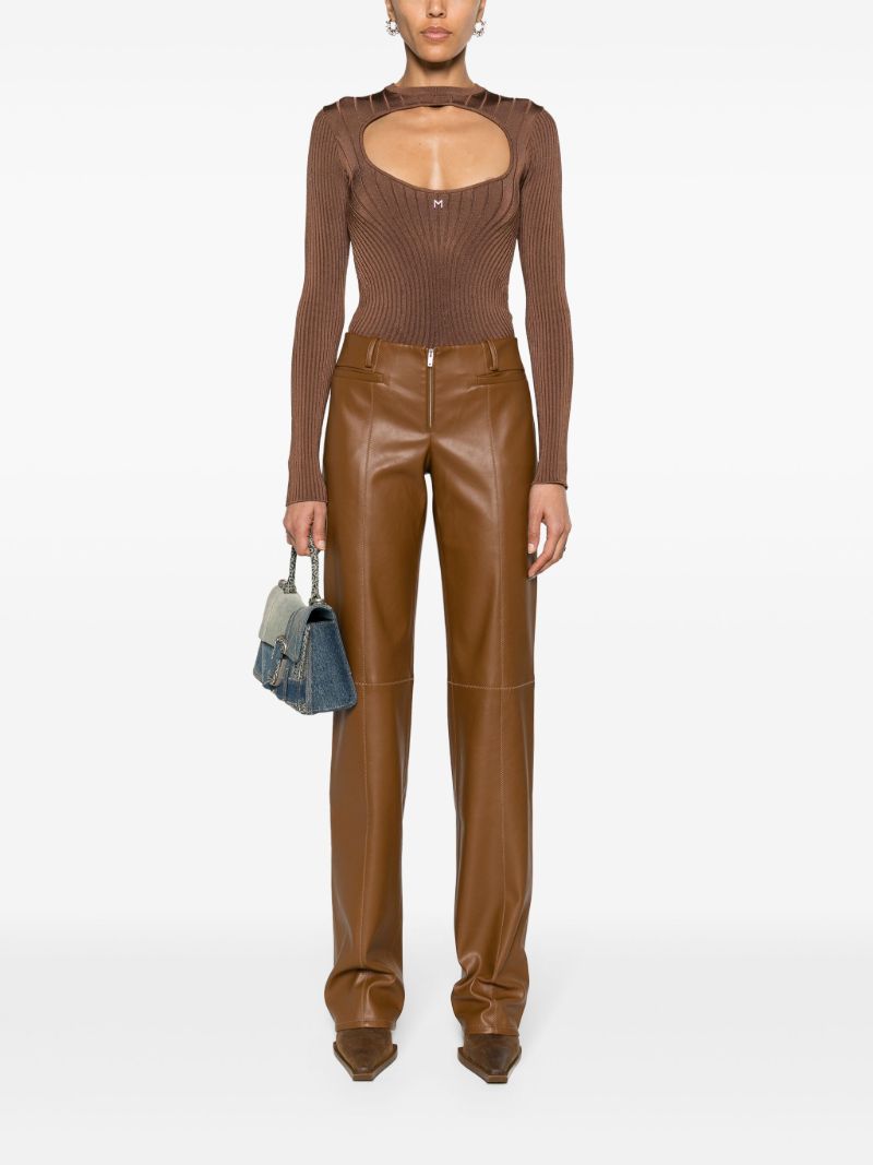 Brown Cida Faux-leather Trousers