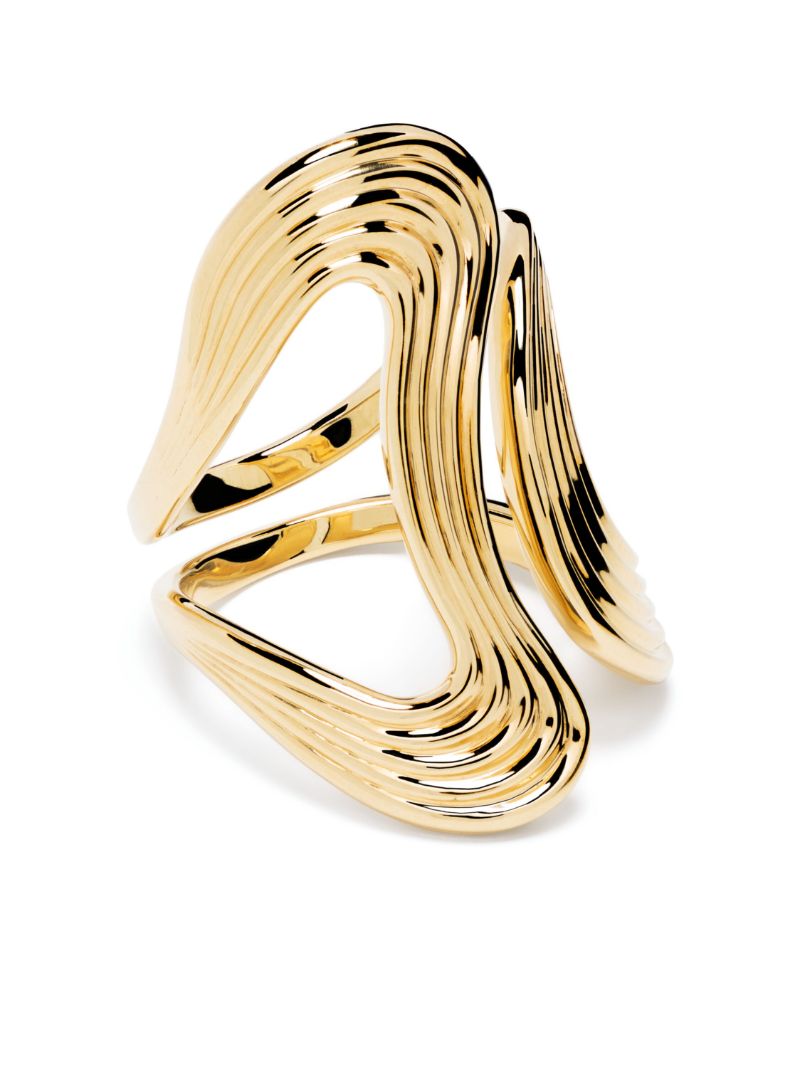 18k Yellow Gold Stream Lines Open Ring