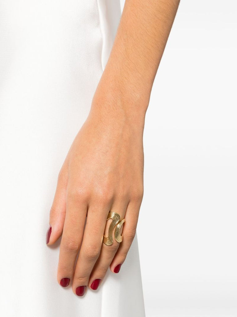 18k Yellow Gold Stream Lines Open Ring