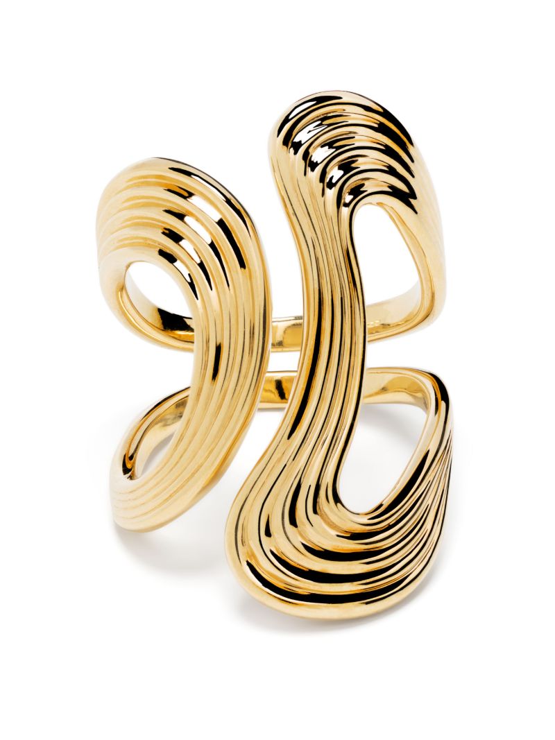18k Yellow Gold Stream Lines Open Ring