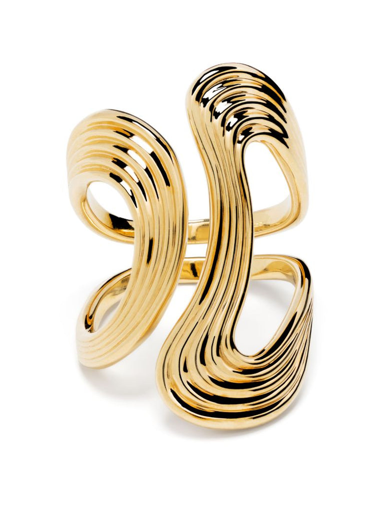18k Yellow Gold Stream Lines Open Ring