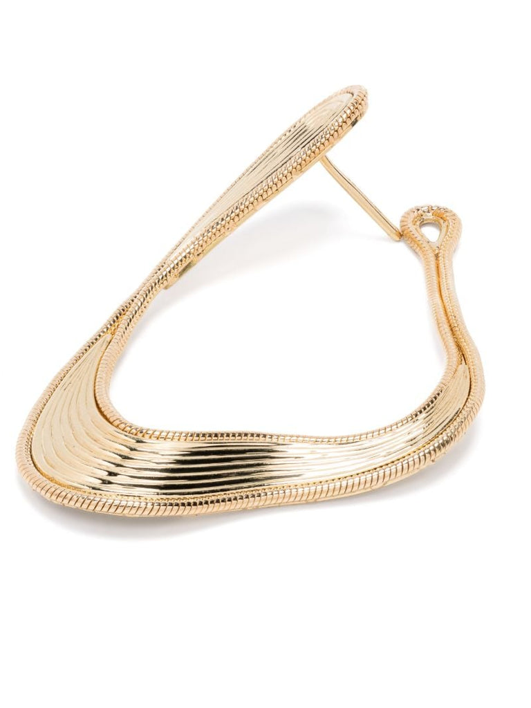 18k Yellow Gold Stream Lines Loop Earrings