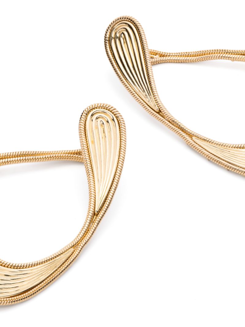 18k Yellow Gold Stream Lines Loop Earrings