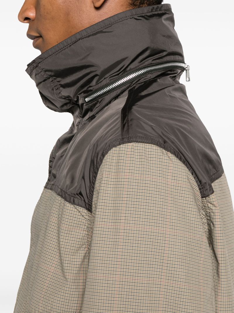Brown Shigatsu Plaid-check Hooded Jacket