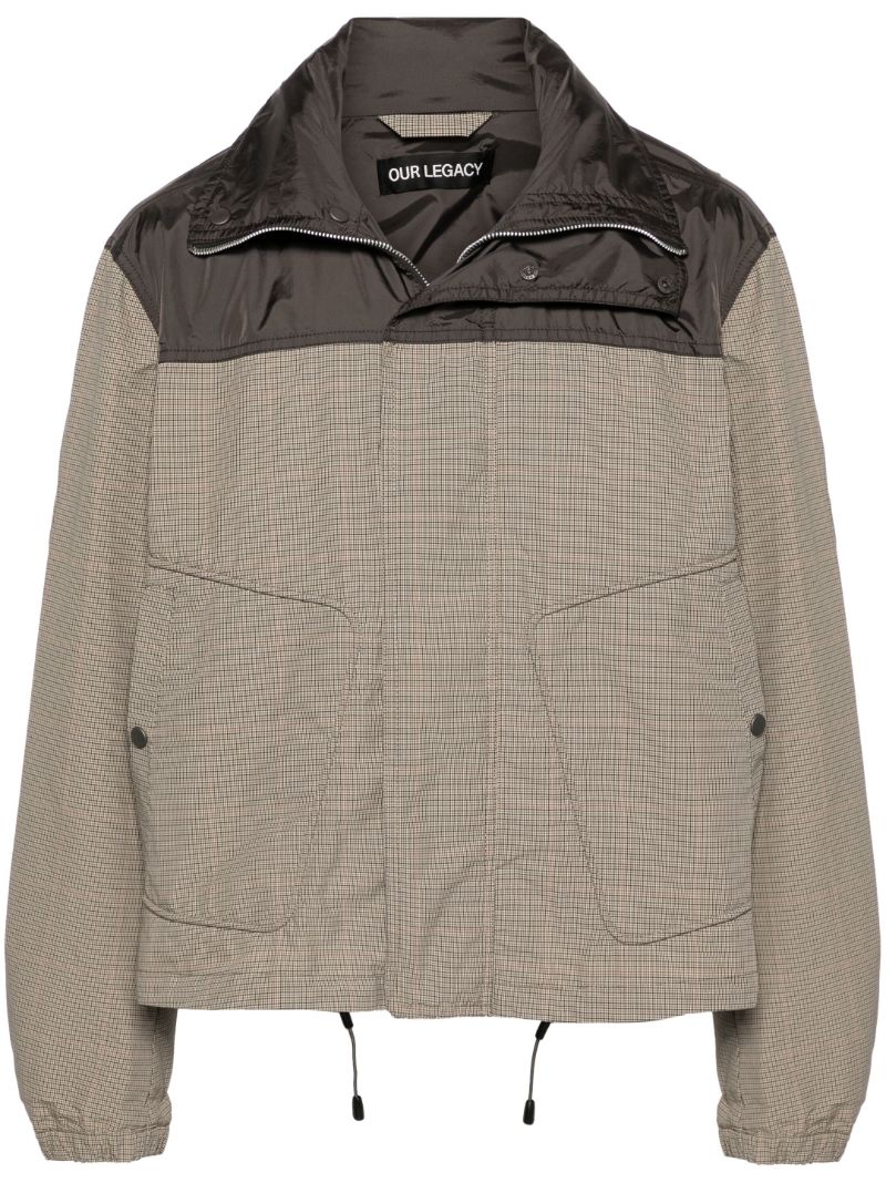 Brown Shigatsu Plaid-check Hooded Jacket