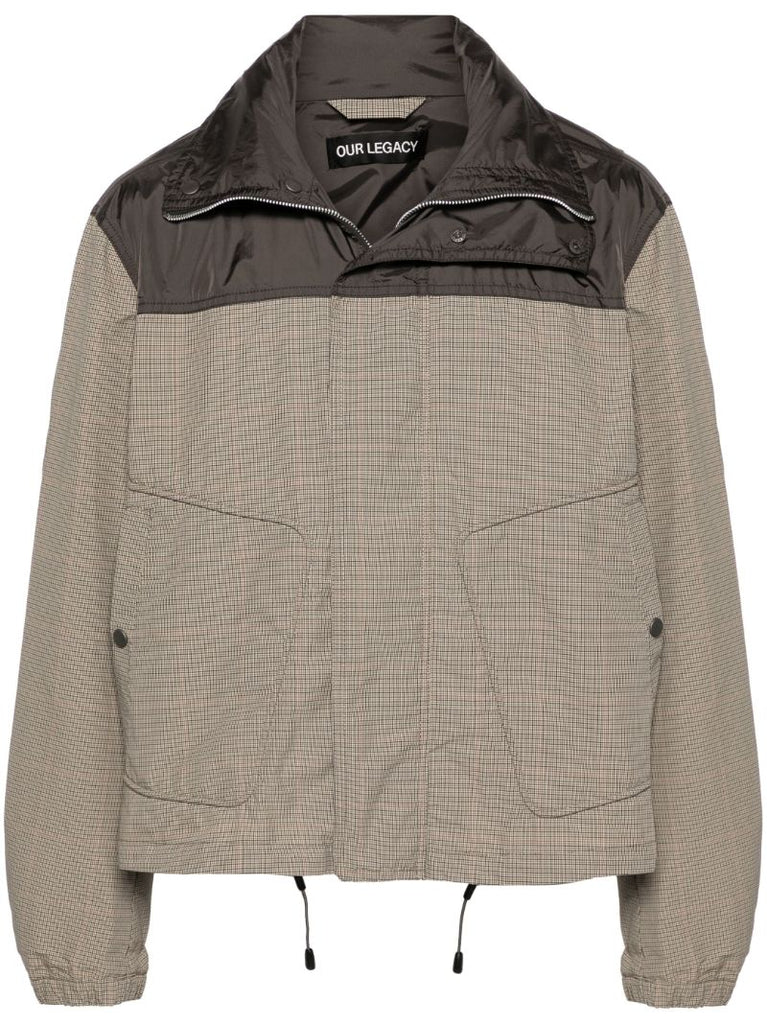 Brown Shigatsu Plaid-check Hooded Jacket
