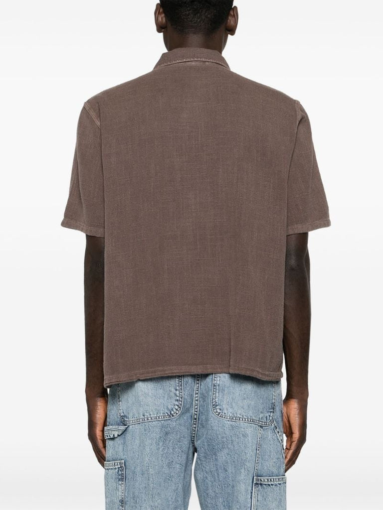 Brown Short-sleeved Cotton Shirt