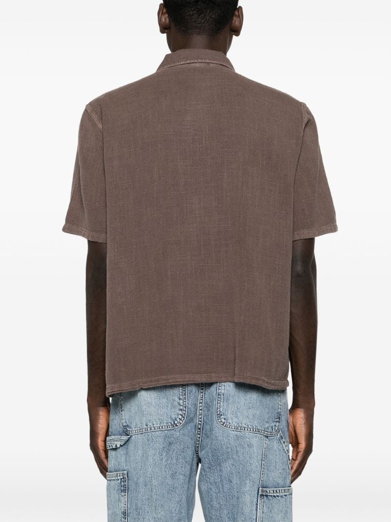 Brown Short-sleeved Cotton Shirt